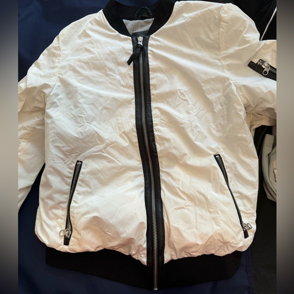 ARITZIA Mackage Cara Bomber Jacket small white black - Picture 6 of 10